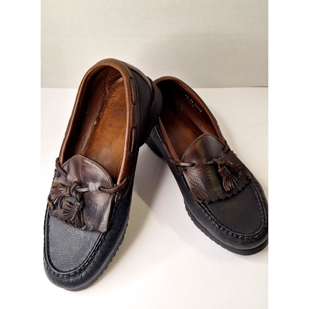 Allen‎ Edmonds 9.5 Nashua 42250 Black Brown Tassel Kiltie Loafers Dress Preppy